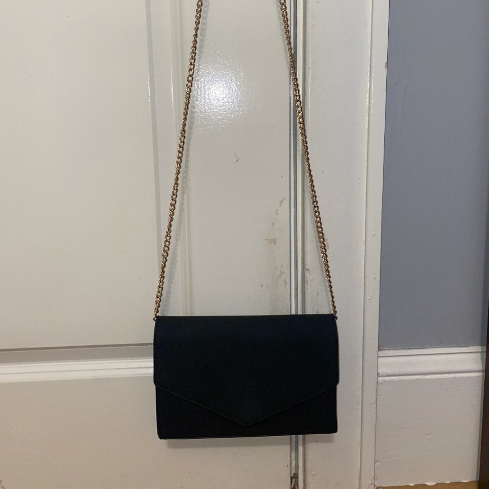 Black Purse with removable gold chain strap